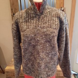 Vtg brown marled chunky knit cropped sweater L DD Sloane